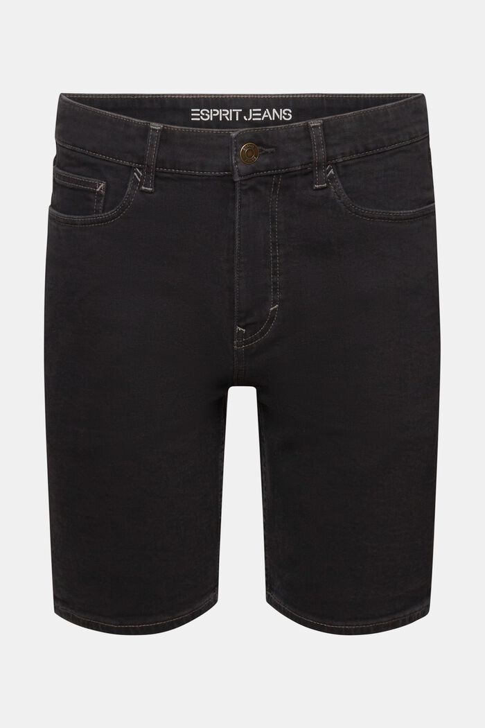 Mid-Rise Straight Denim Shorts, BLACK DARK WASHED, detail image number 7