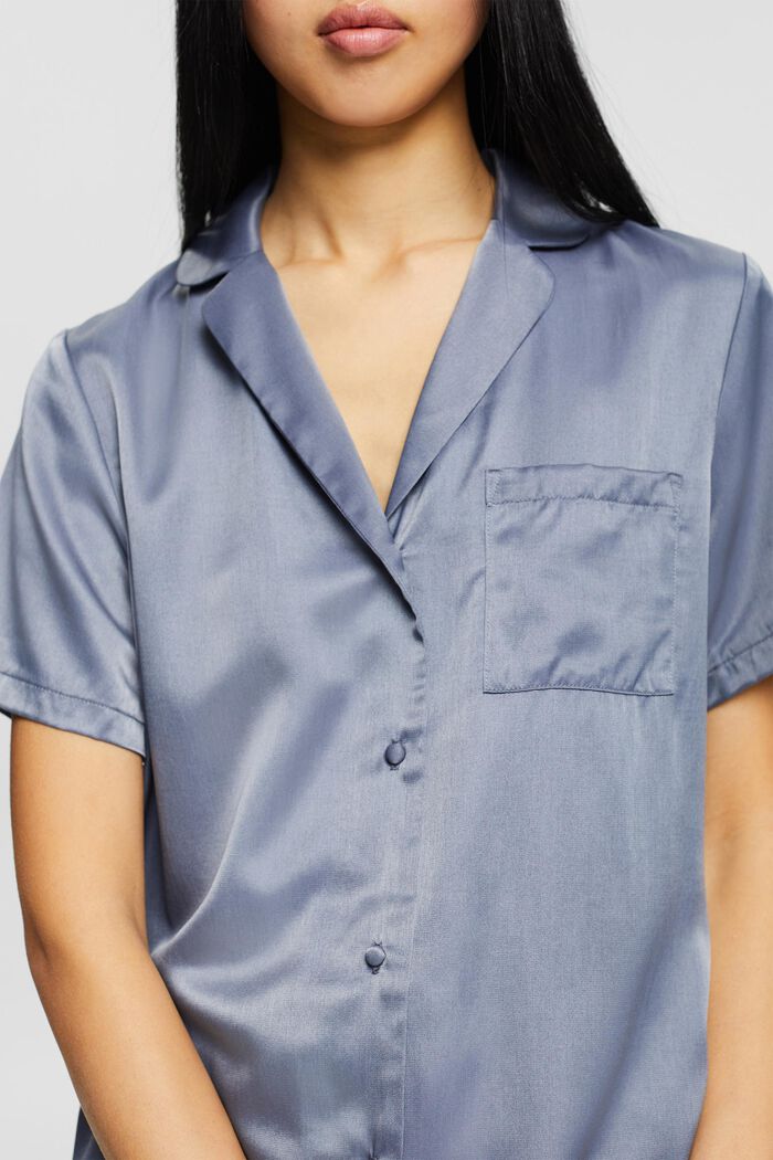 Satin pyjamas with LENZING™ ECOVERO™, GREY BLUE, detail image number 3