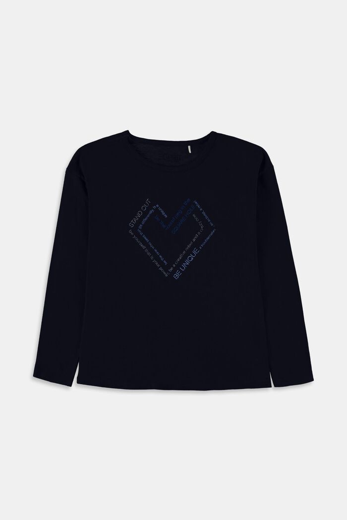 Long sleeve top with an artwork print, NAVY, overview
