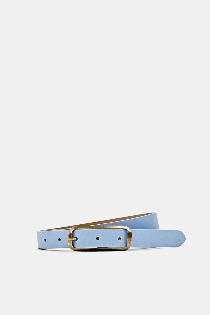 Leather belt with a square buckle, LIGHT BLUE, detail image number 0