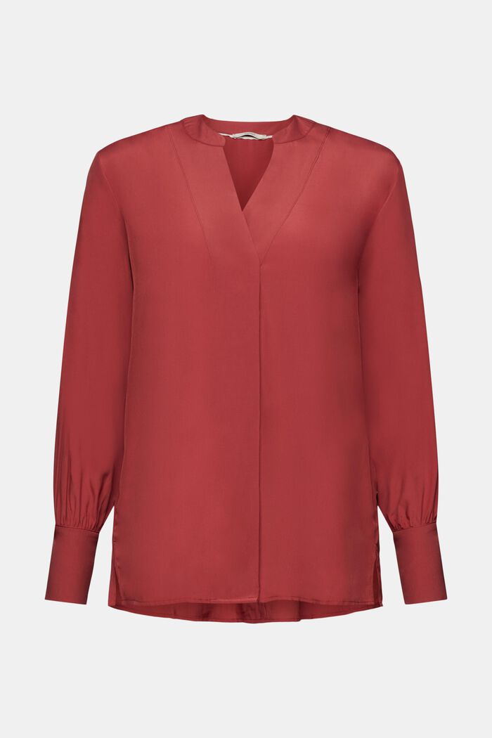 V-neck blouse, LENZING™ ECOVERO™, TERRACOTTA, detail image number 5