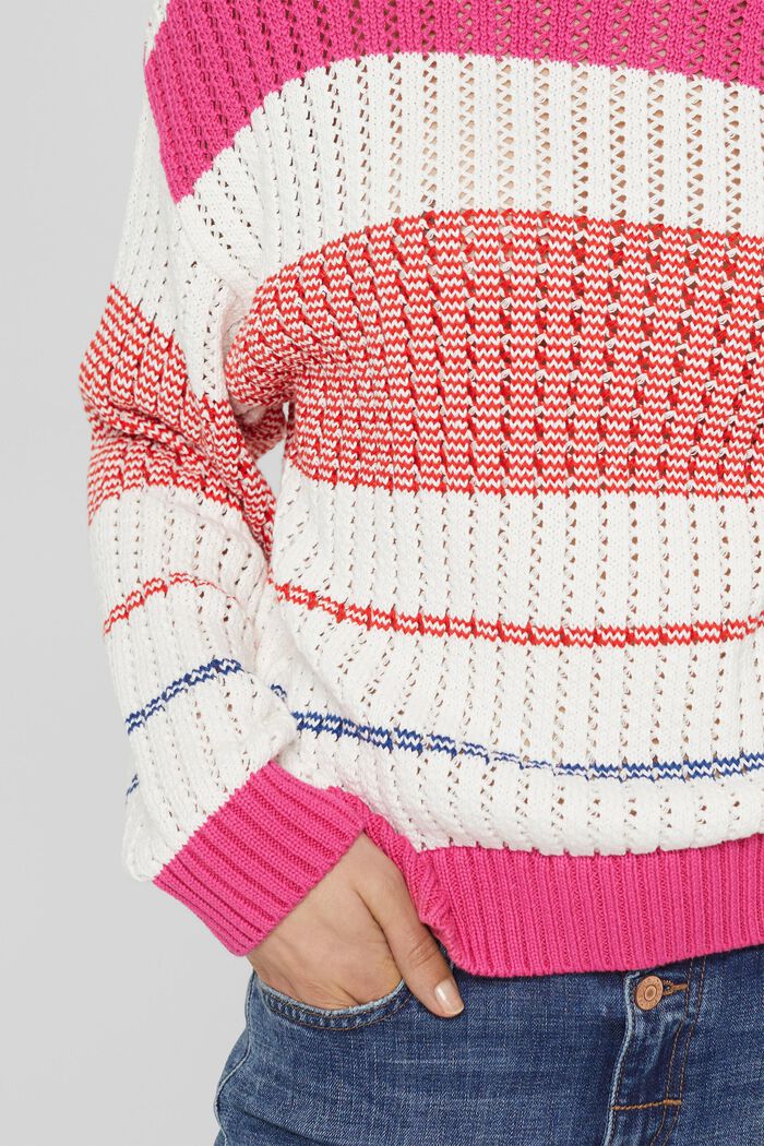 Patterned knit jumper made of organic cotton, NEW PINK FUCHSIA, detail image number 2
