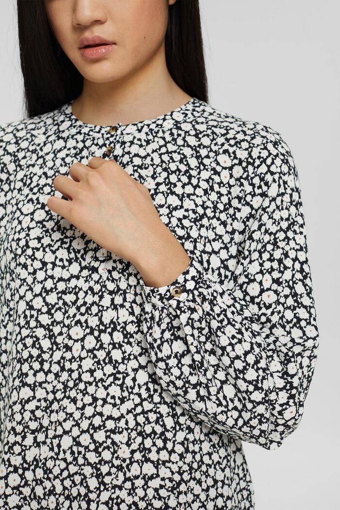Print blouse with LENZING™ ECOVERO™, ANTHRACITE, detail image number 2