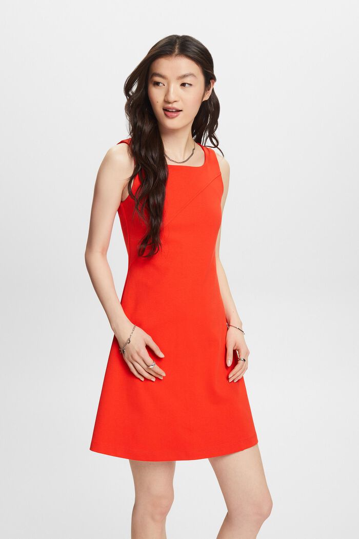 Sleeveless Punto Mini Dress, RED, detail image number 0