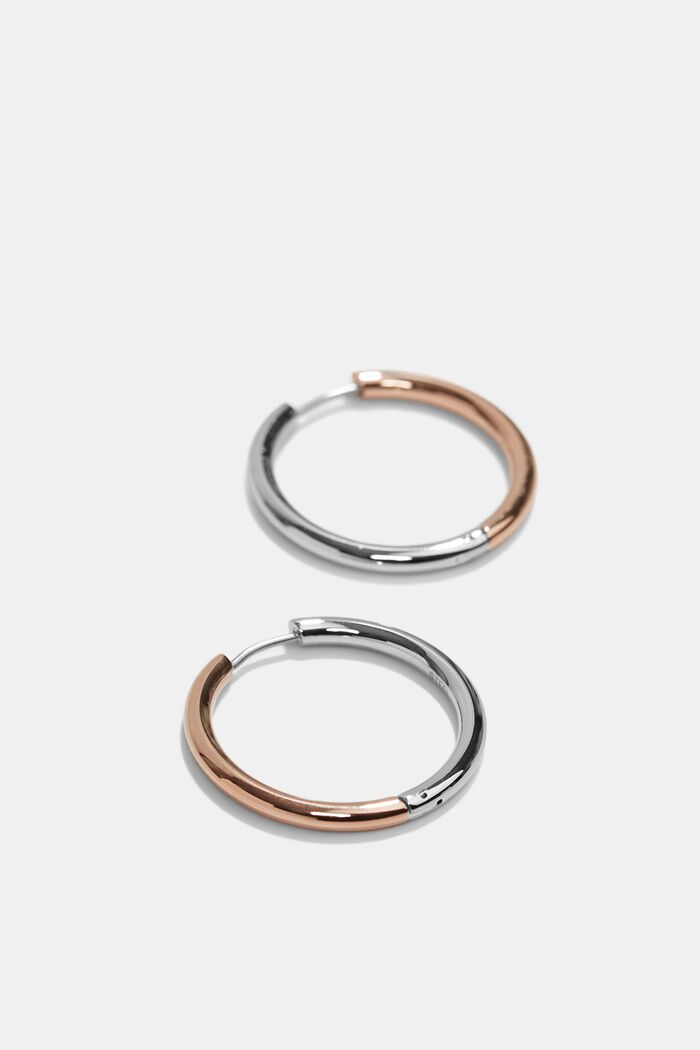 Two-tone Creoles made of stainless steel, ROSEGOLD, detail image number 0