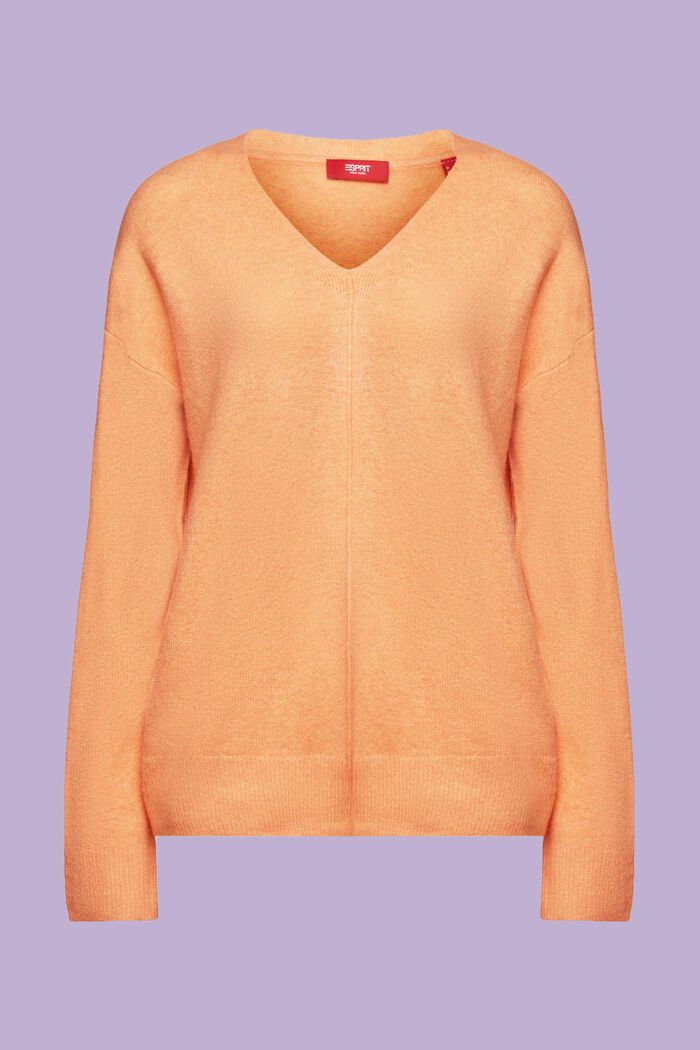 Wool Blend V-Neck Sweater, PEACH, detail image number 5