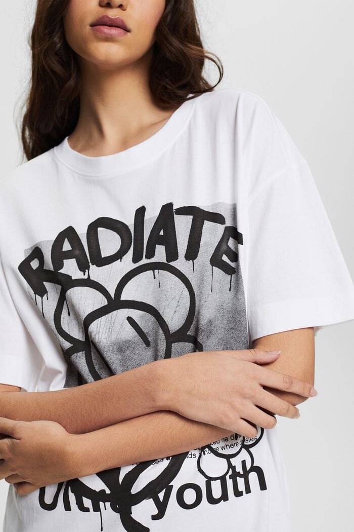 Oversized T-shirt with a print, WHITE, detail image number 2