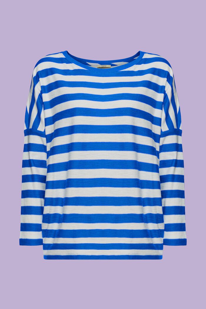 Striped Cotton T-Shirt, BRIGHT BLUE, detail image number 6