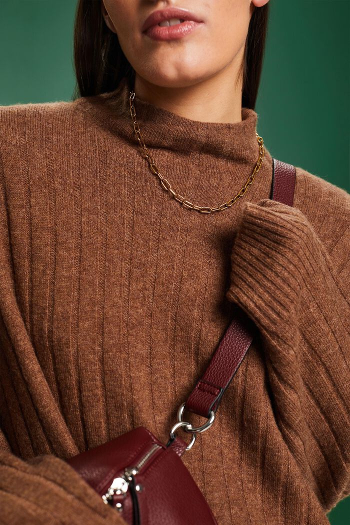 Flat Rib-Knit Sweater, BARK, detail image number 3