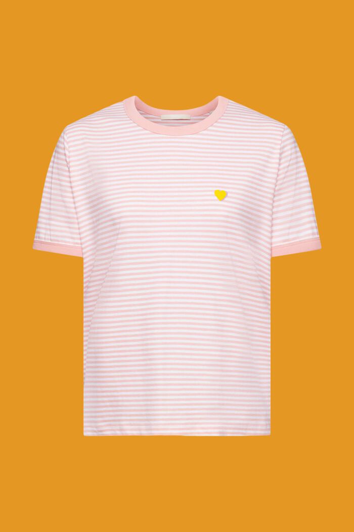 Striped cotton t-shirt with embroidered motif, PINK, detail image number 5
