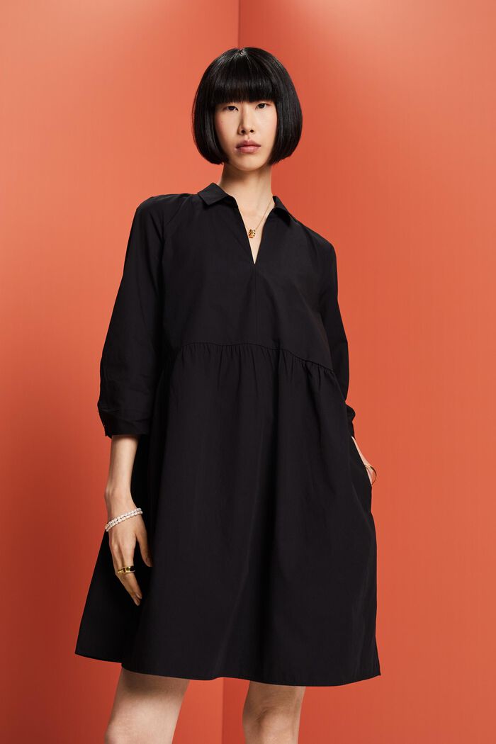 Organic Cotton A-Line Dress, BLACK, detail image number 0