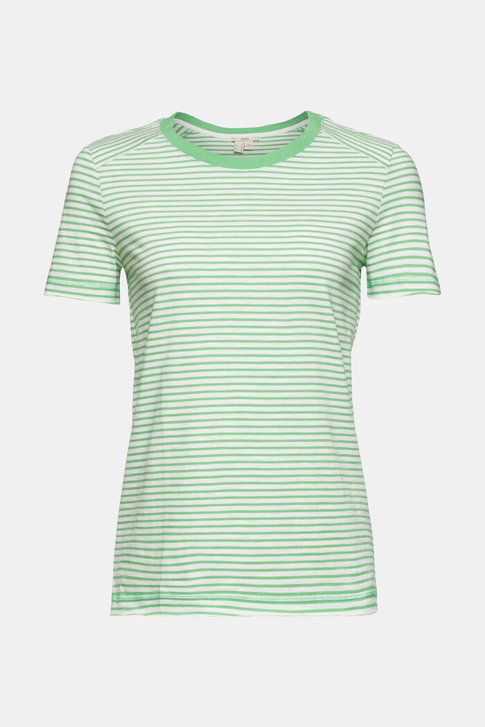 Striped cotton T-shirt, GREEN, overview