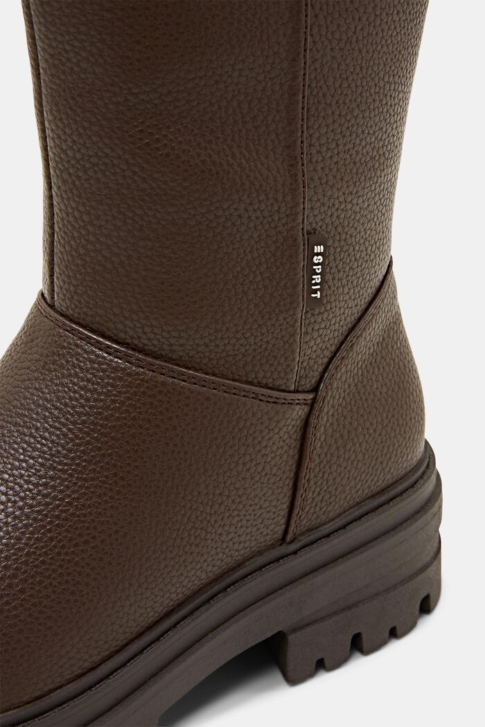 Chunky Faux Leather Boots, BROWN, detail image number 3