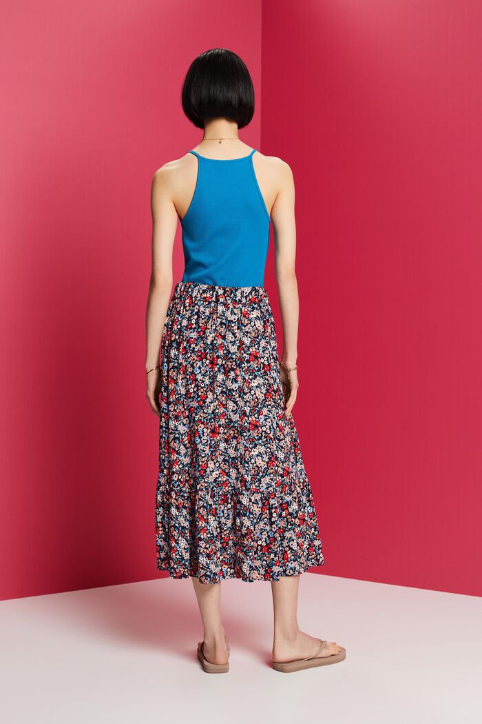 Midi skirt with flounced hem, NAVY, detail image number 3