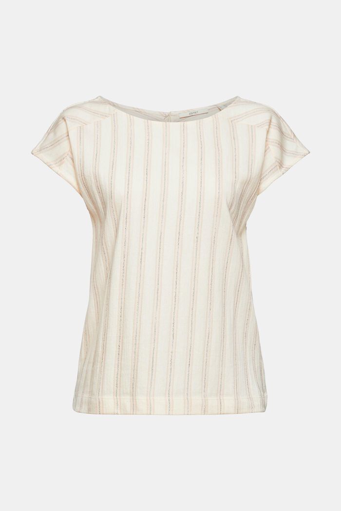 T-shirt with vertical stripes, cotton blend, OFF WHITE, detail image number 0