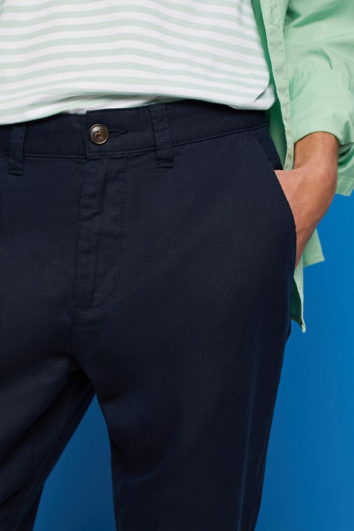 Cotton and linen blended trousers, NAVY, detail image number 2