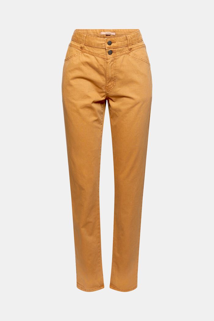 High-rise trousers with a double button, 100% organic cotton, BARK, overview