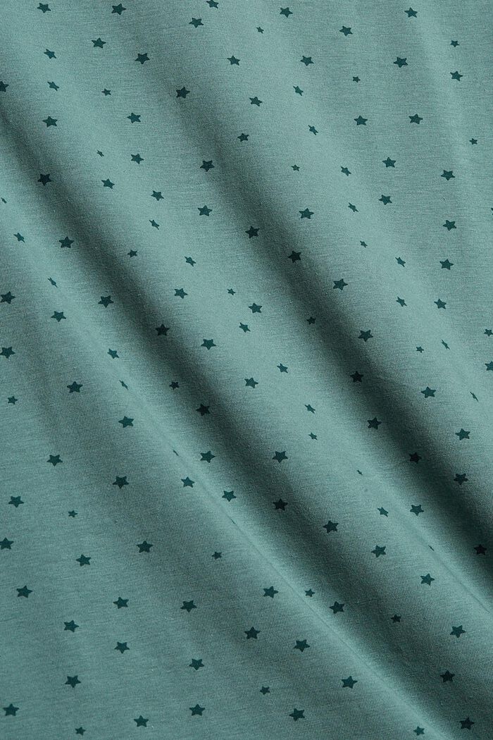 Organic cotton long sleeve top with a star print, TEAL BLUE, detail image number 4