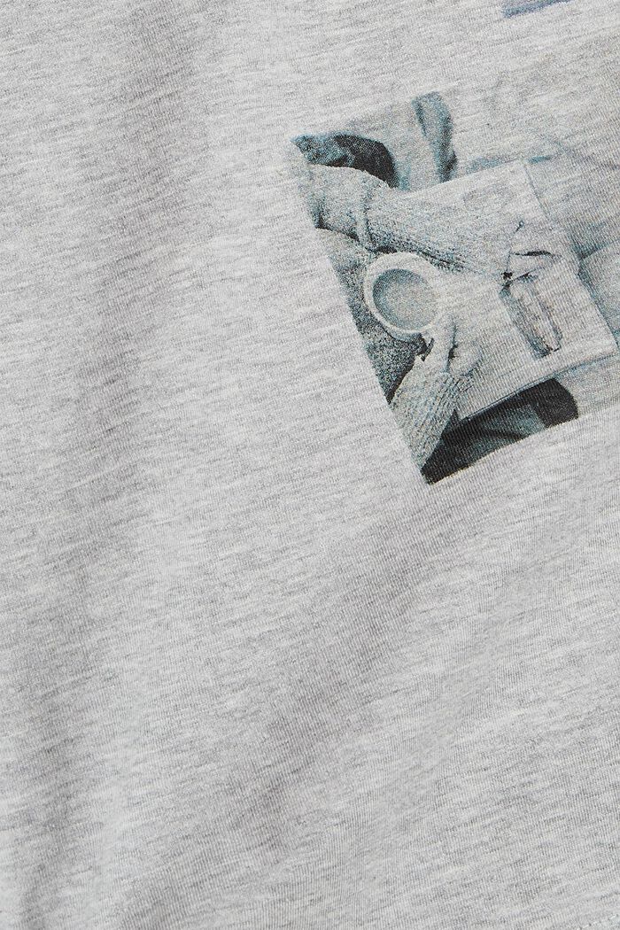 Long sleeve top with a photo print, in an organic cotton blend, LIGHT GREY, detail image number 4
