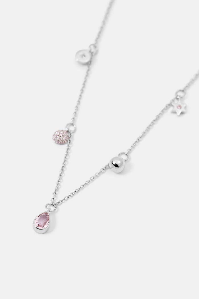 Sterling silver necklace with charms, SILVER, detail image number 1