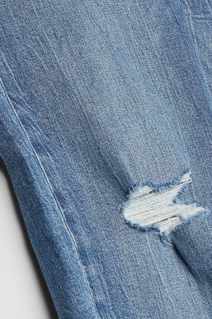 Distressed jeans made of organic cotton, BLUE MEDIUM WASHED, detail image number 4