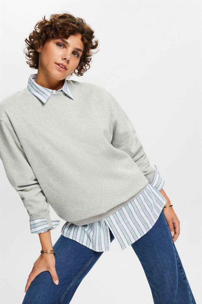 Cotton Blend Pullover Sweatshirt, LIGHT GREY, detail image number 4