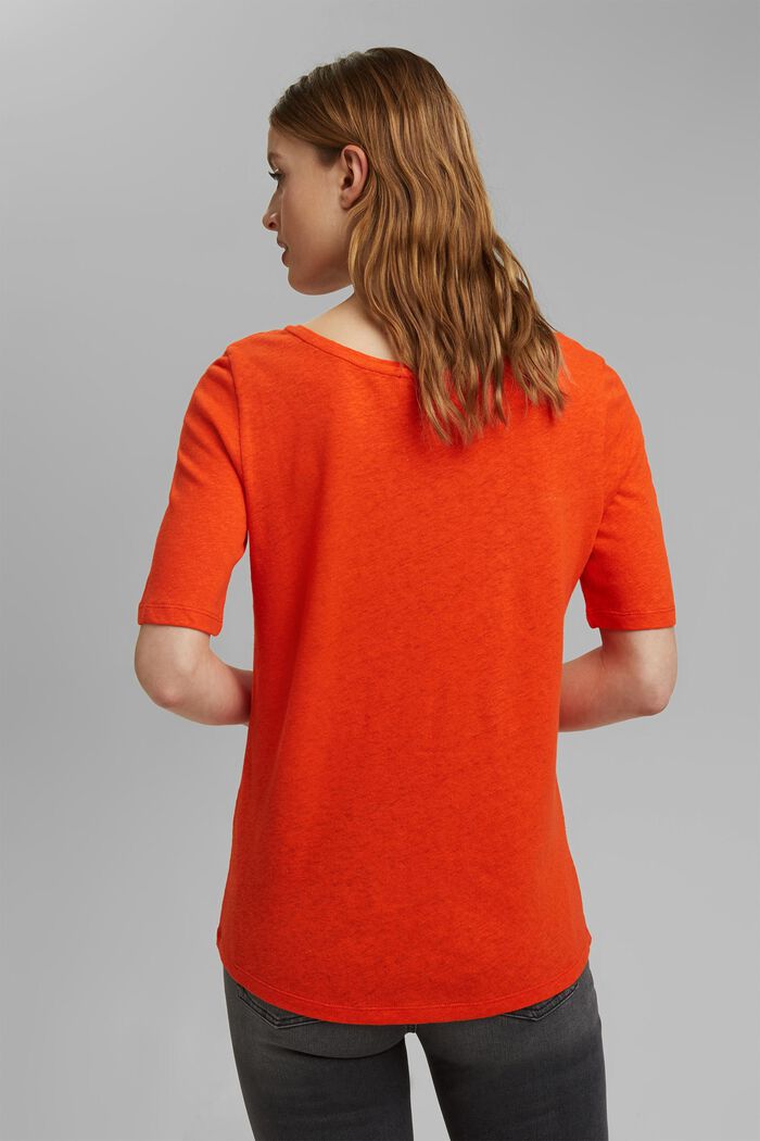 Linen blend: basic T-shirt, ORANGE RED, detail image number 3