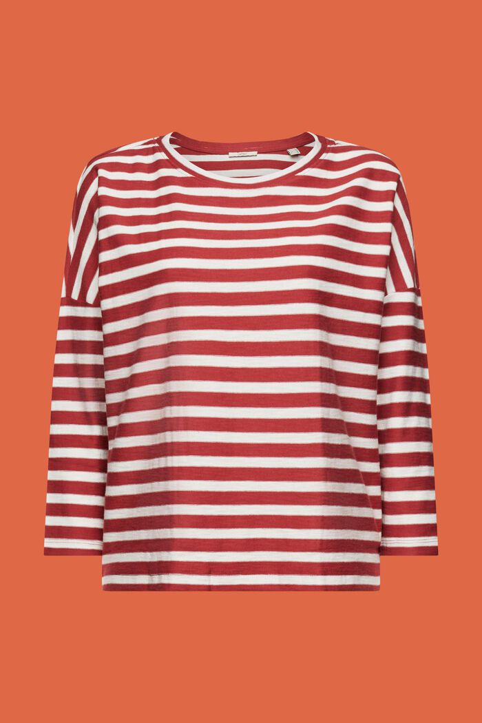 Striped Cotton T-Shirt, TERRACOTTA, detail image number 6