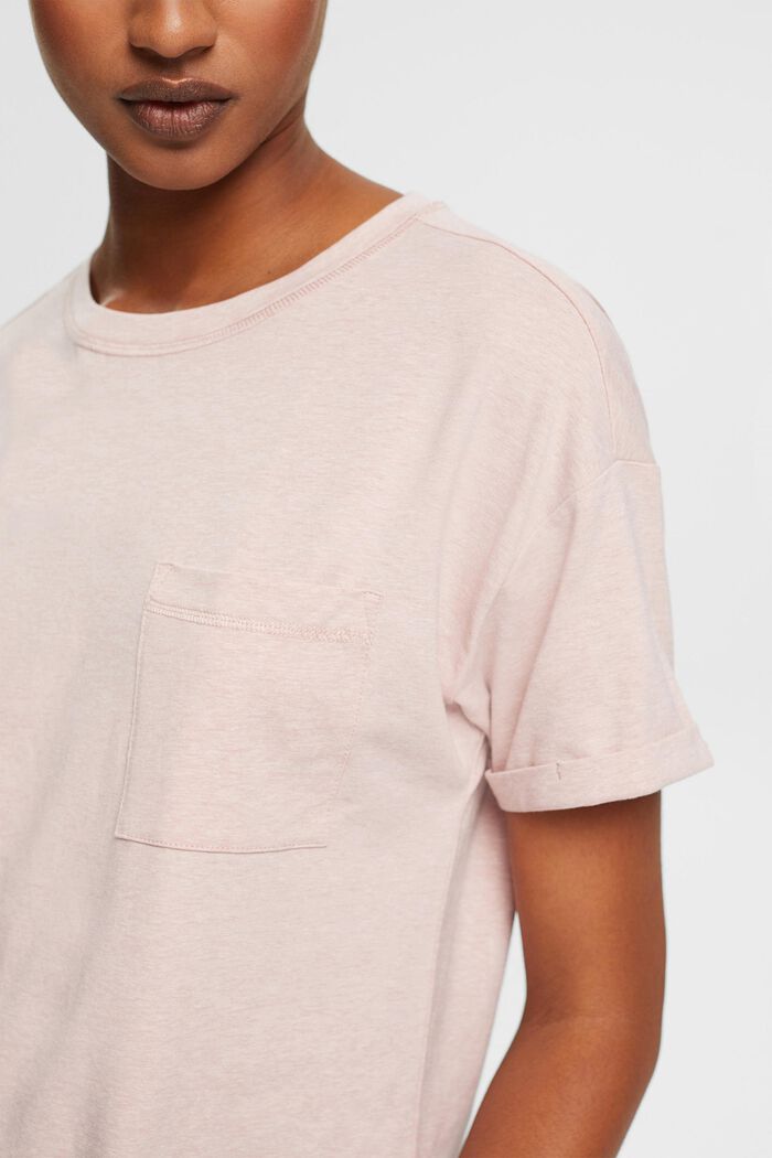 T-shirt with a breast pocket in blended cotton, OLD PINK, detail image number 0