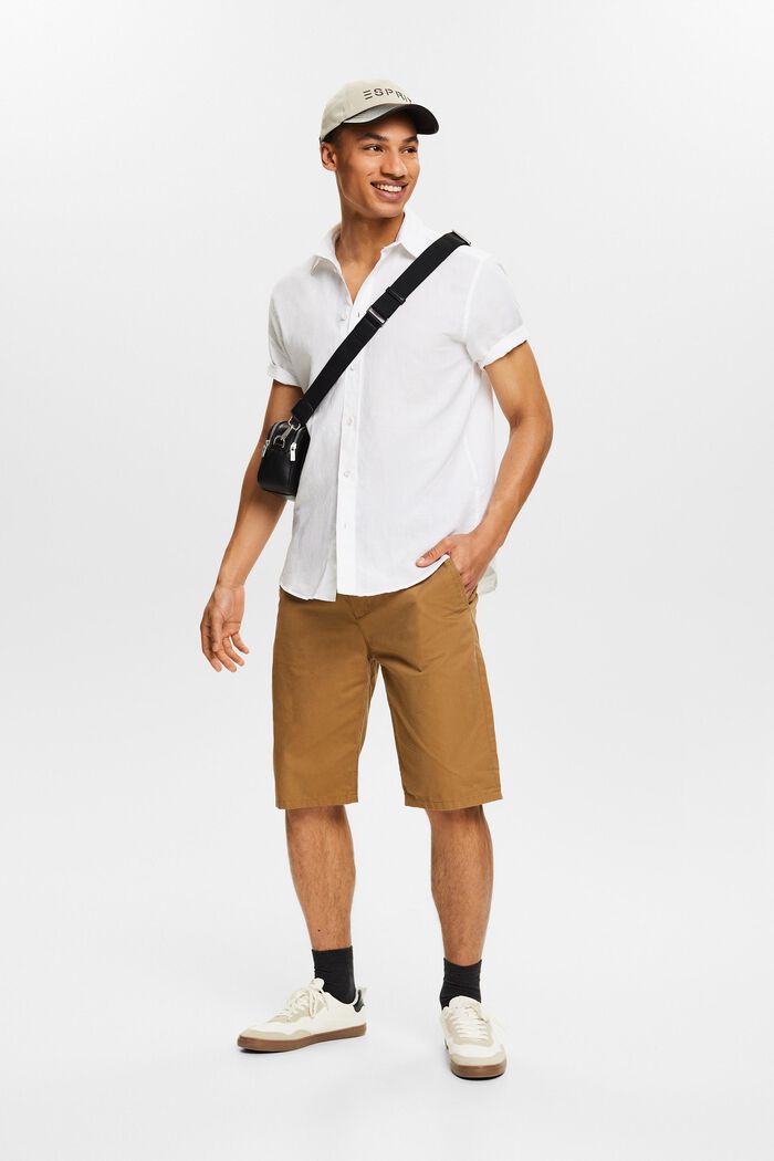 Linen-Cotton Short-Sleeve Shirt, WHITE, detail image number 1
