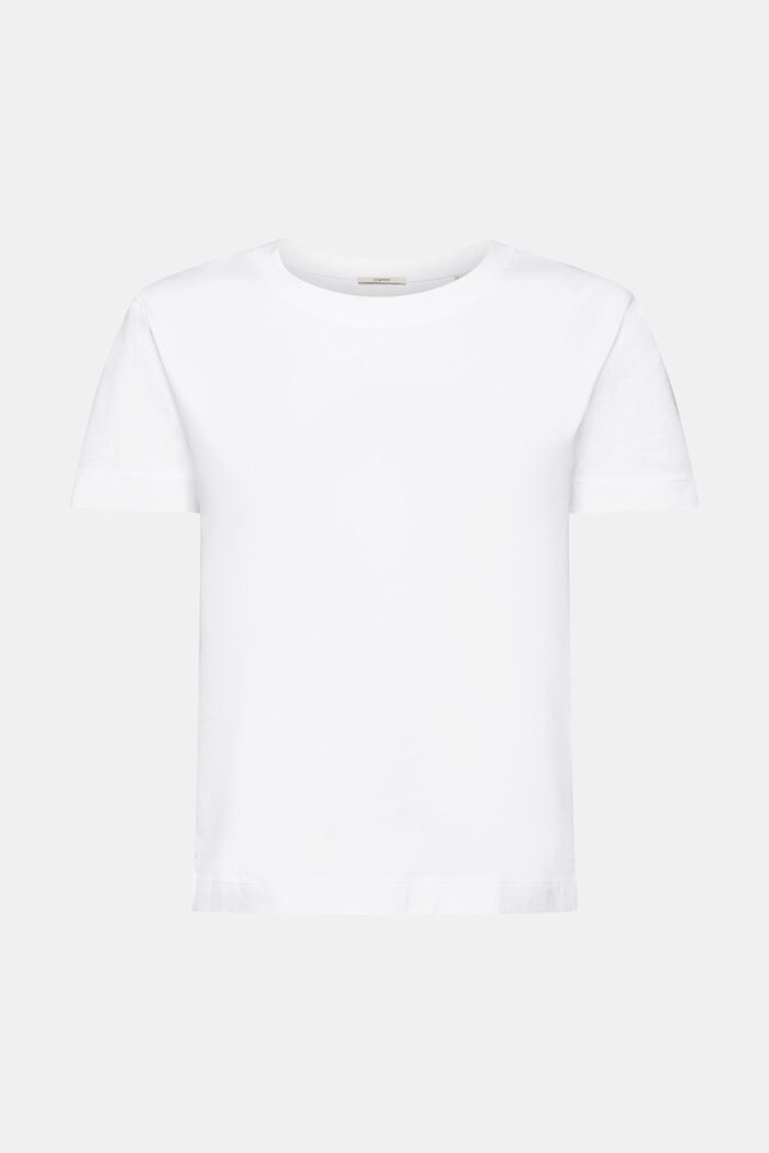 Cotton Crewneck T-Shirt, WHITE, detail image number 7