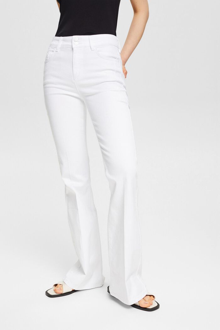 Bootcut jeans with pressed pleat, WHITE, detail image number 0