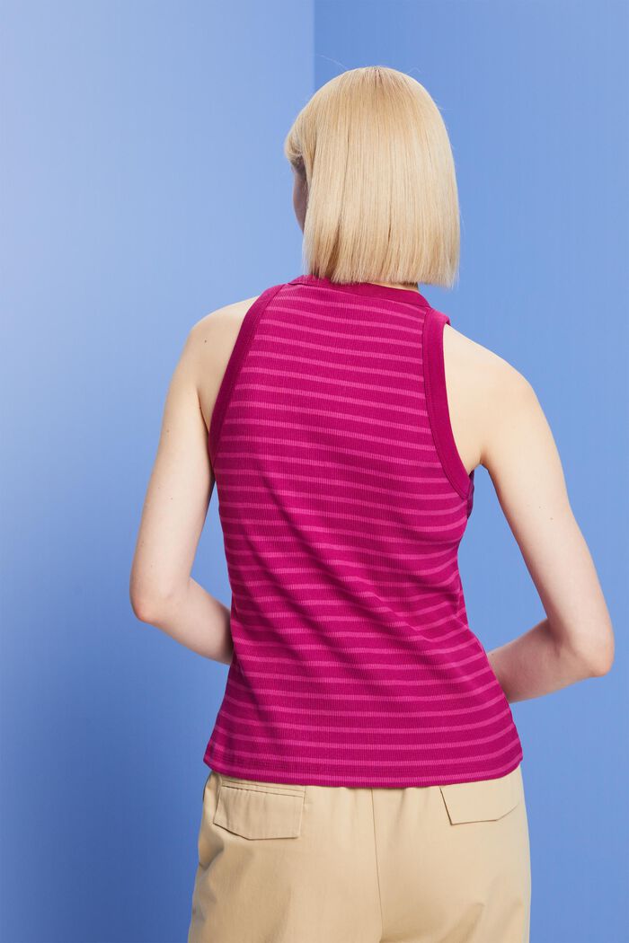 Embroidered ribbed tank top with print, DARK PINK, detail image number 3
