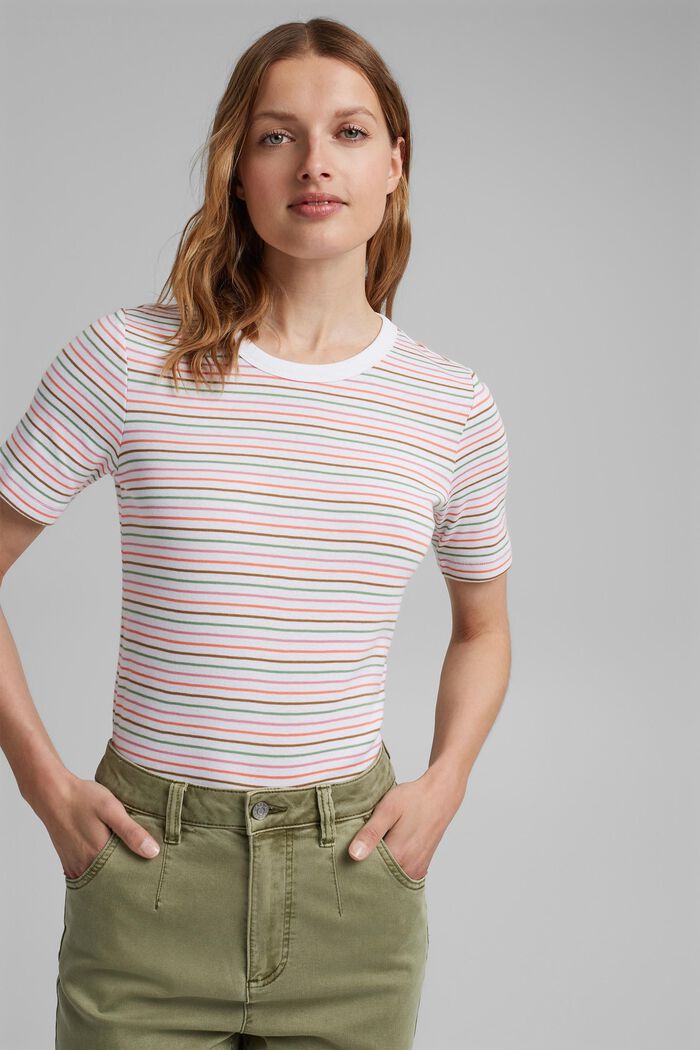 Striped T-shirt made of 100% organic cotton, WHITE, detail image number 0