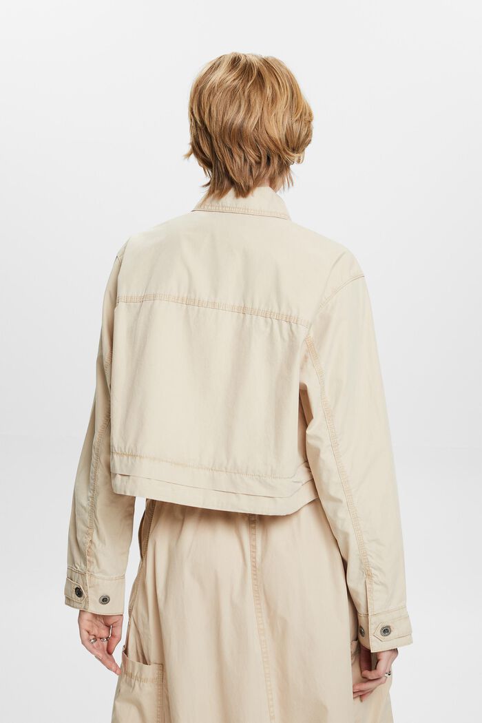 Cropped Tie-Front Cotton-Canvas Jacket, SAND, detail image number 3