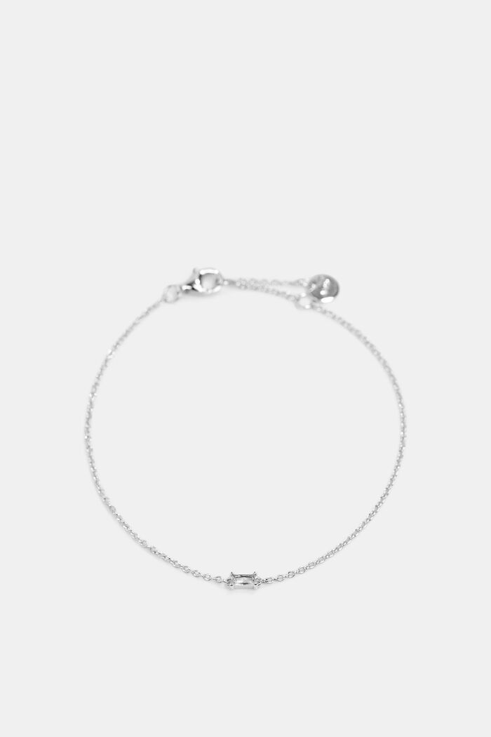 Bracelet with zirconia, sterling silver, SILVER, overview