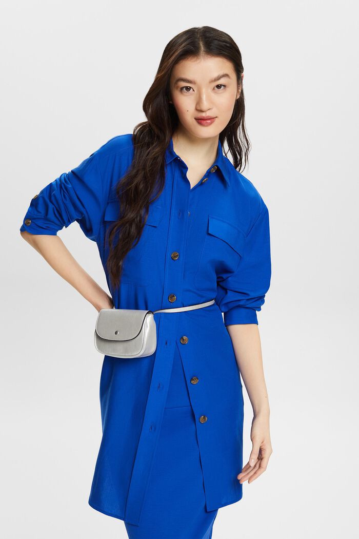 Oversized Button-Up Shirt, BRIGHT BLUE, detail image number 4