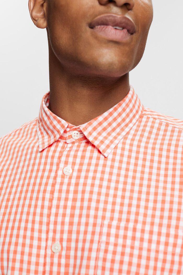Check shirt in cotton, CORAL, detail image number 2