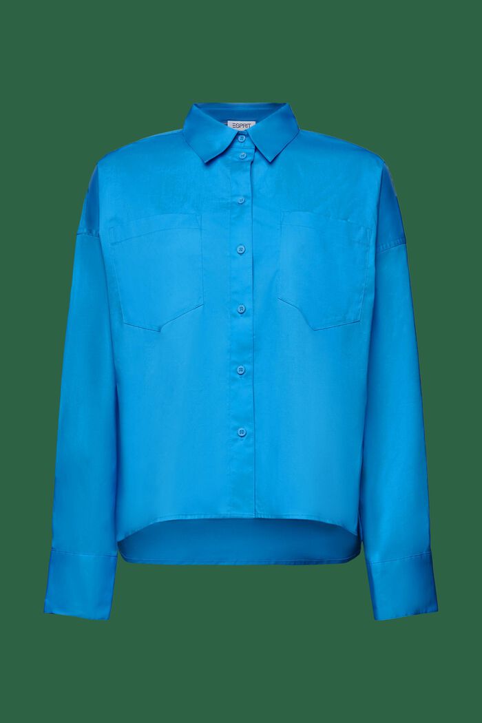 Cotton-Poplin Button-Up Shirt, BLUE, detail image number 5
