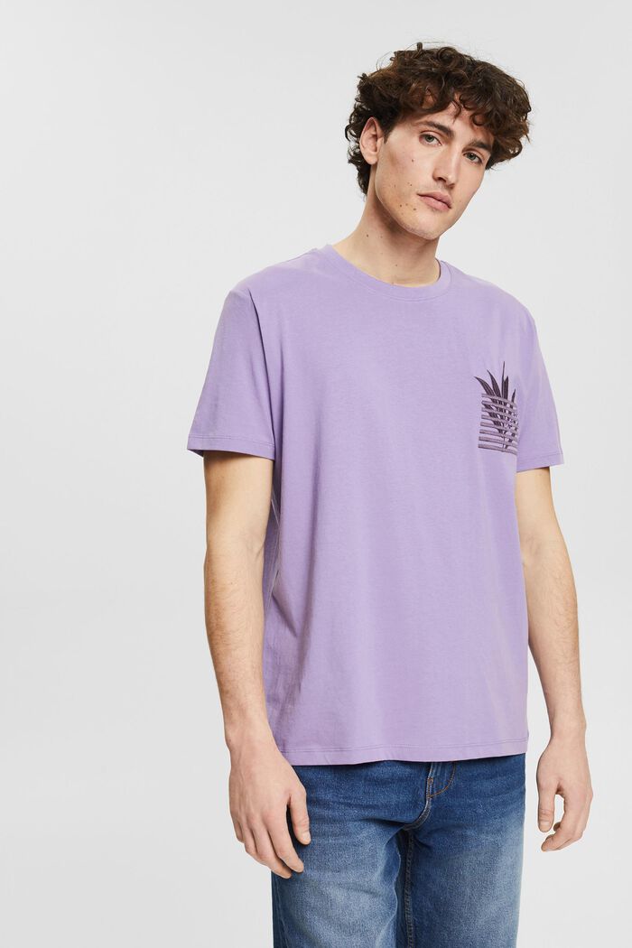 Jersey T-shirt with embroidery, LILAC, detail image number 0
