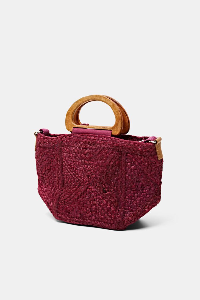 Woven Jute Tote, BORDEAUX RED, detail image number 2
