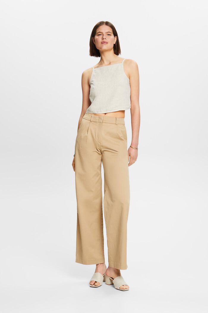 Wide Leg Chino Pants, BEIGE, detail image number 5