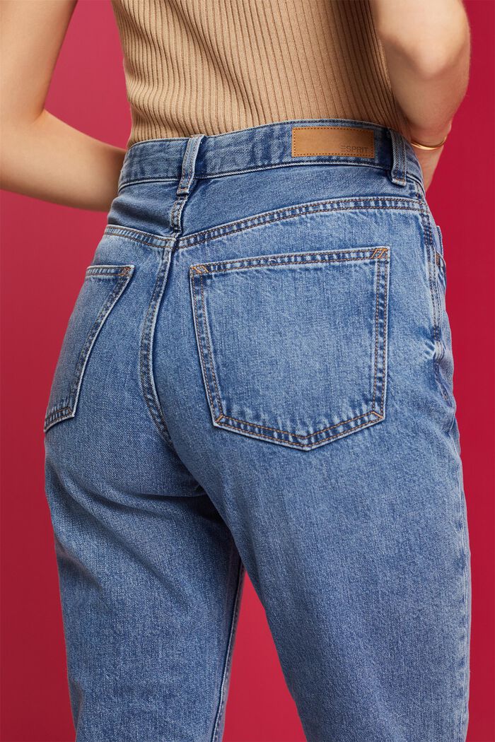 High-rise mom fit jeans, cotton blend, BLUE LIGHT WASHED, detail image number 2