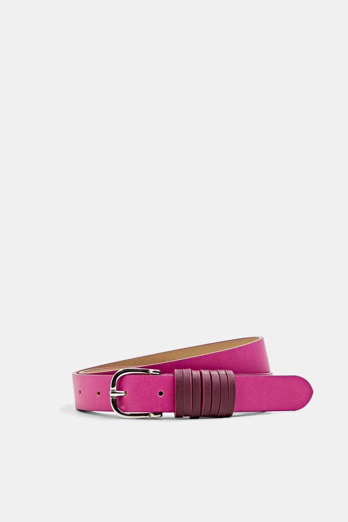Leather belt with contrasting colour loops