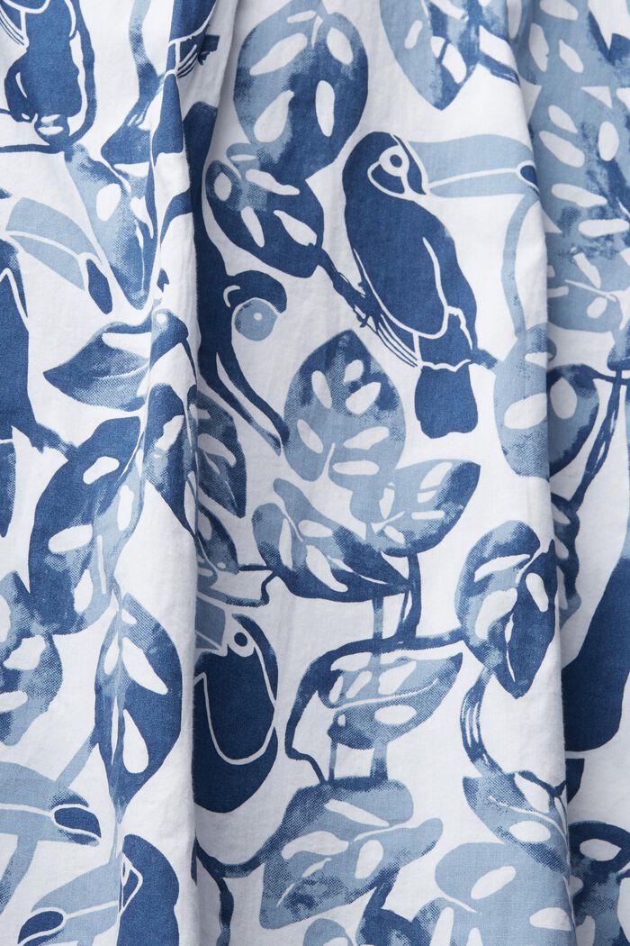 Short sleeve shirt with tropical print, 100% cotton, BLUE, detail image number 5