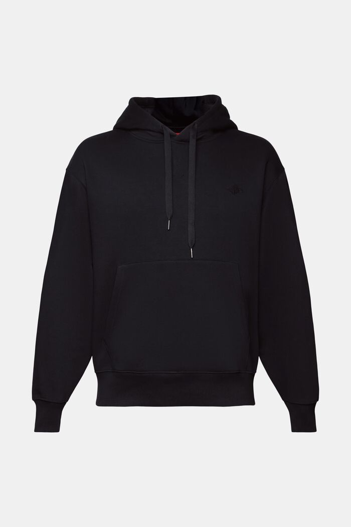 Sweatshirt hoodie with logo stitching, BLACK, detail image number 5