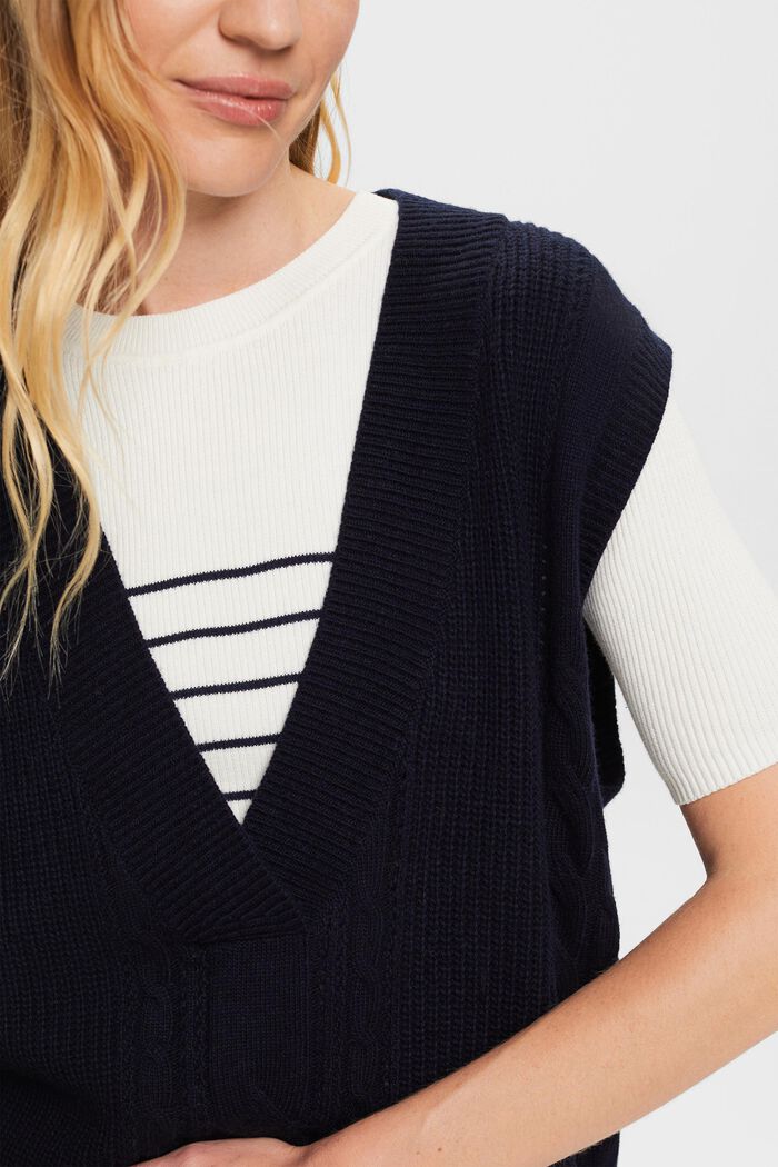 Cable knit vest, wool blend, NAVY, detail image number 2