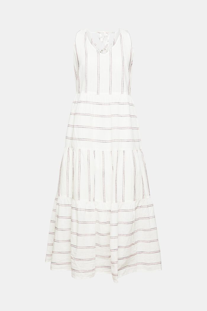 Midi dress with appliquéd stripes, OFF WHITE, detail image number 7