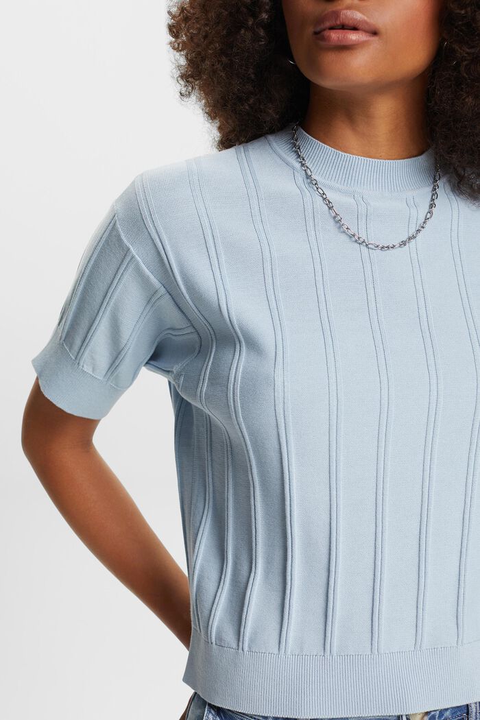 Short-sleeve jumper, 100% cotton, LIGHT BLUE, detail image number 2