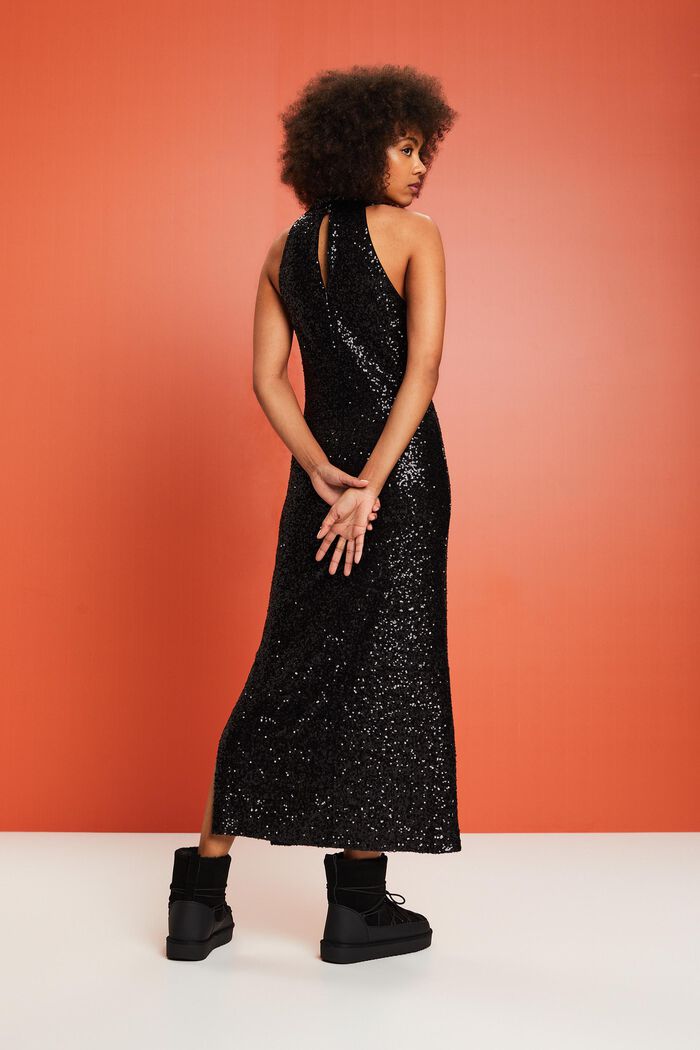 Sequined Maxi Dress, BLACK, detail image number 3